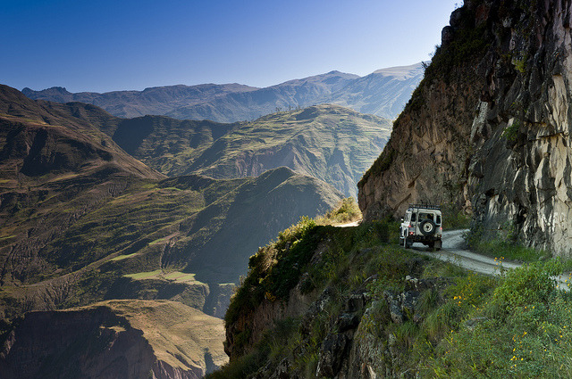 by FO Travel on Flickr.Dangerous mountain roads around Sorata in the Bolivian Andes.