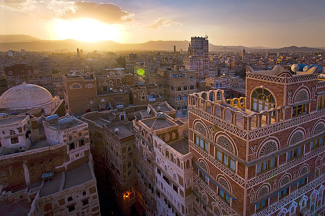 by Michele F. on Flickr.The unique architecture of the Unesco World Heritage City of Sanaa at sunset - Yemen.