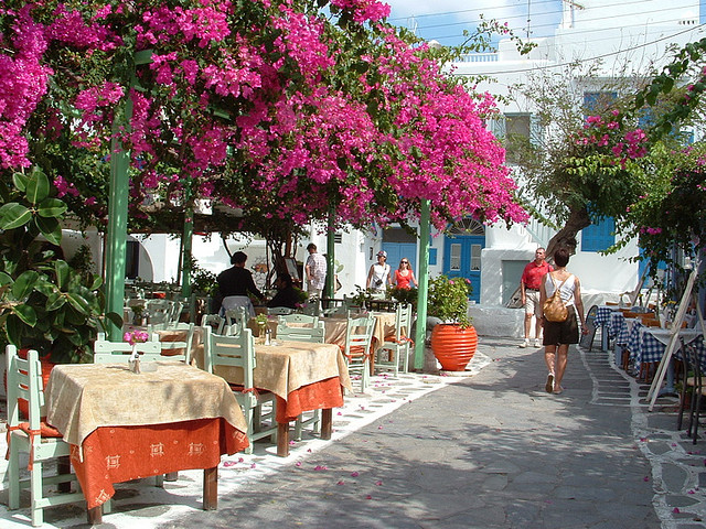 by ropergees on Flickr.Street scene in Mykonos, Cyclades Islands, Greece.