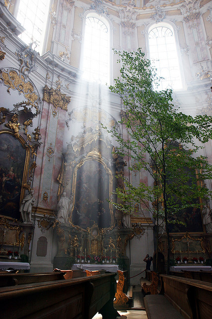 Inside Ettal Abbey in Bavaria, Germany