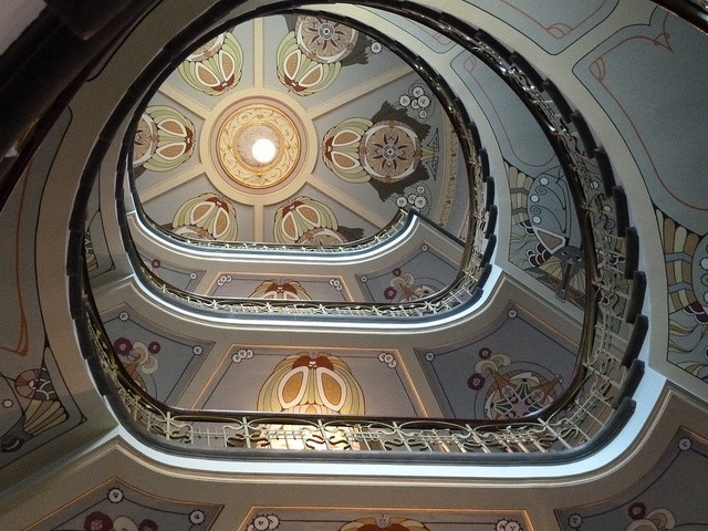 Art Nouveau Museum spiral staircase in Riga, Latvia