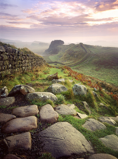 Looking east along Hadrian’s Wall, near Housesteads Fort, England