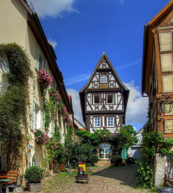 Picturesque street scene in the historic spa town of Bad Wimpfen, Germany